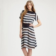 MARC JACOBS 100% Silk Dress In White/navy Size 6