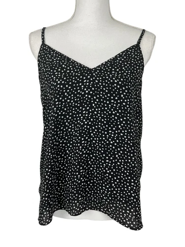 Abound Women Size M Polka Dot V-neck Camisole Tank Top Sheer Lined
