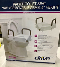 Drive Raised Toilet Seat 5in Removable Arms 300 lb ADA Compliant RTL12027RA