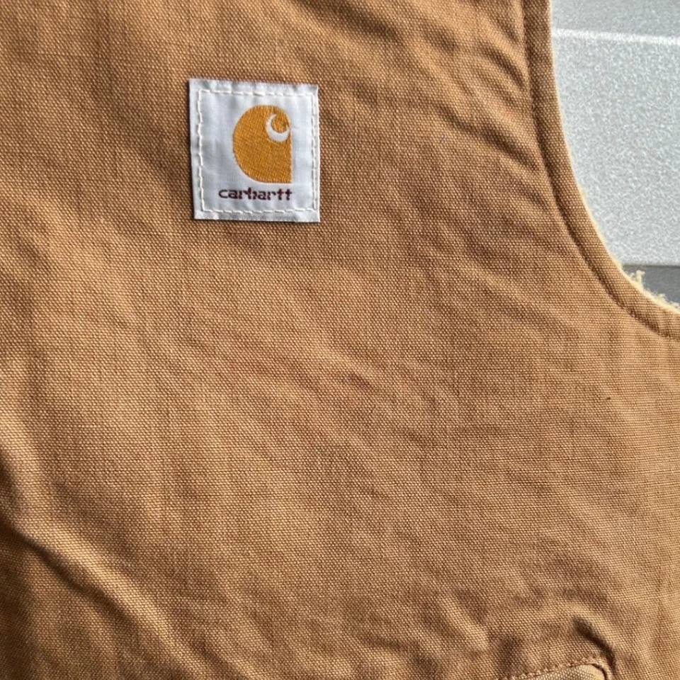 Carhartt 70s Vest Mens Workwear Sherpa Lined Chore Utility Sleeveless Jacket - Image 3 of 4