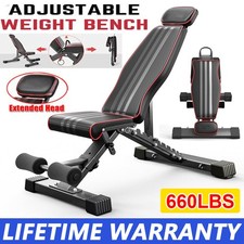 Weight Bench Adjustable Foldable Strength Training Full Body Workout Incline Gym