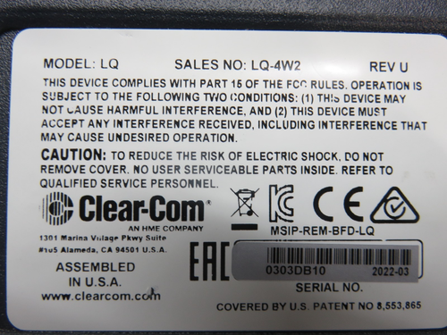 CLEAR-COM LQ LQ-4W2 Interfaccia portatile 2 porte 4 fili - FUNZIONA MA HA UN LCD difettoso - Foto 5 di 5