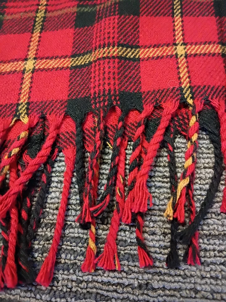 Falda Jaclyn Smith Roja Tartán Escocés Flecos Talla 10 Forrada Mezcla de Lana De Colección Núcleo de Cabina Foto 4 de 4