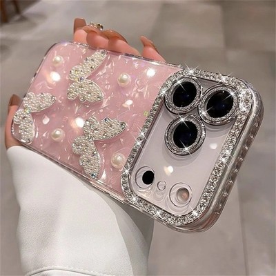 Luxury Diamond Butterfly Clear Case for iPhone 17 17Pro 17Pro Max Air