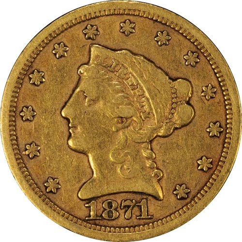 1871-S Liberty Quarter Eagle — photo from the most recent tracked eBay sale
