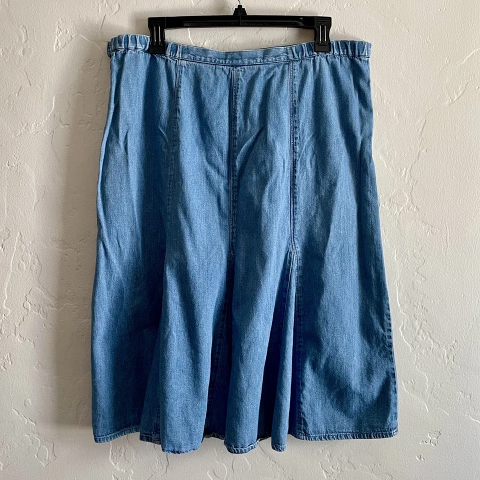 复古 90 年代 y2k JM 系列 10 码牛仔裙 - 修身喇叭 100% 棉及膝 — 第 4/4 张图片