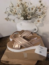 UGG Australia Zayne Slingback Sandals wedged Gold UK 6