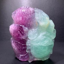 492g Fluorita Natural Tallado a Mano Peces Cuarzo Cristal Curación Espiritual