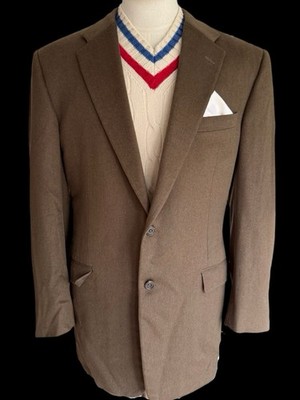 Vintage Hickey Freeman Pure Cashmere Sport Coat Khaki 44 L Made In USA