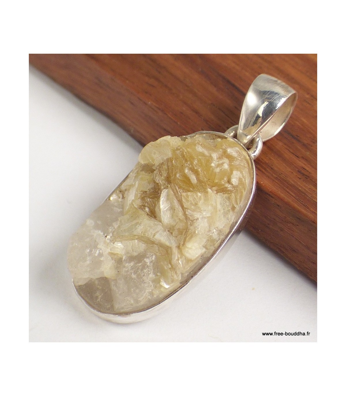 Pendentif lépidolite jaune brute CWA29.2 pour vos séances de méditation et tenue bohème chic