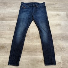 Jeans Diesel Hombre 30x32 Azul Thommer Ajustado Calce Ajustado Elastizado Lavado Oscuro RM035