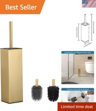 Toilet Brush and Holder Set Brushed Gold Freestanding Bathroom Cleaning