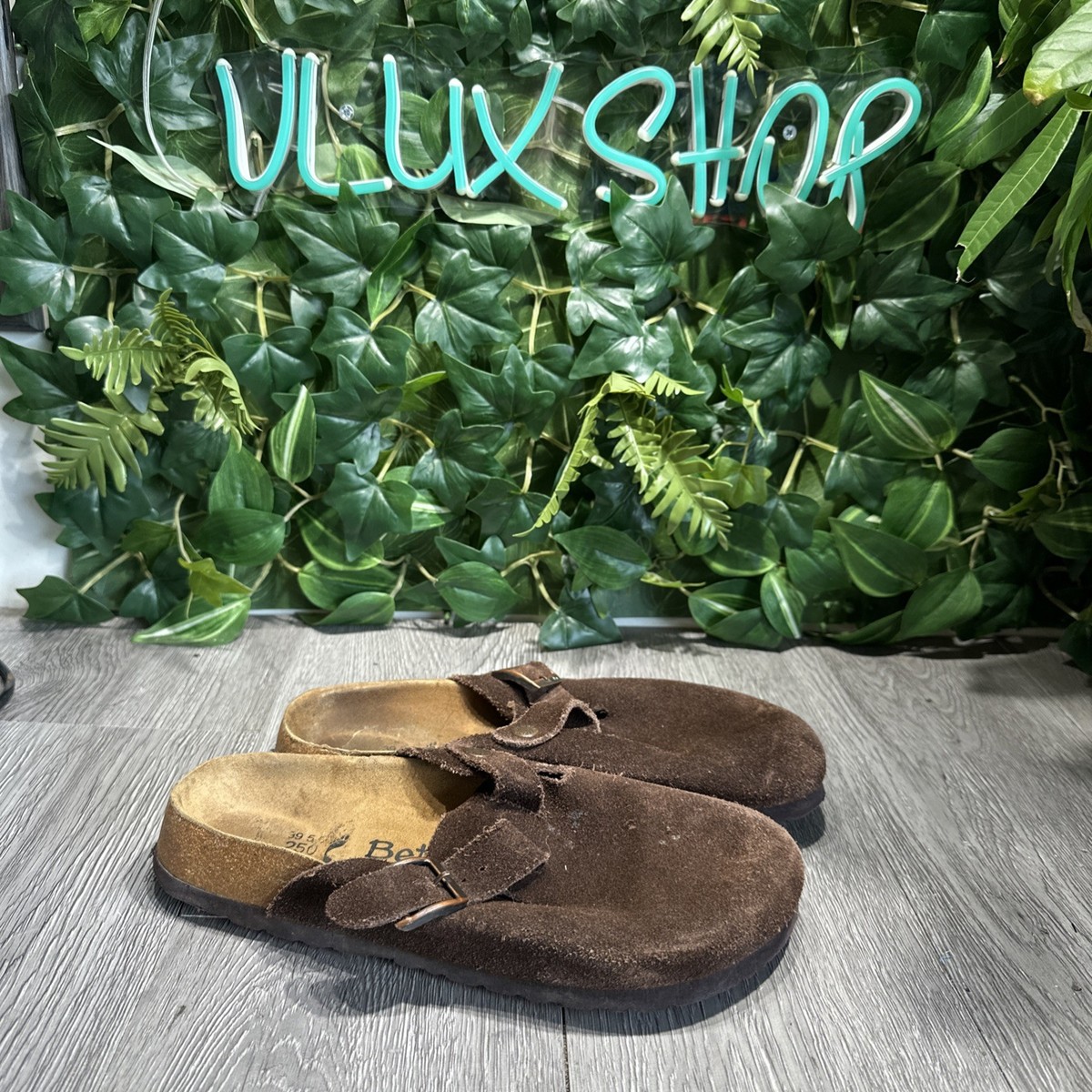 Birkenstock Dark Brown Suede Clogs Boston Soft Footbed Suede Leather in Color Taupe  main image 4