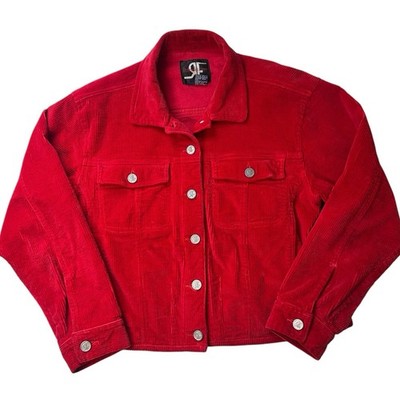 Rafaella Jeans Jacket Red Denim Cropped Corduroy Jacket Womens Medium