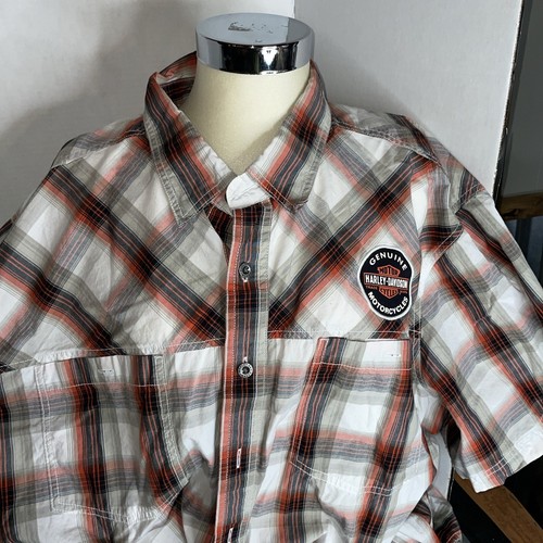 Harley Davidson Genuine Oil Can Plaid Metal Button Up Shirt Men’s XXL Sold Out - Picture 1 of 5