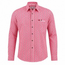 Oktoberfest Mei Wiesnhemd Mens Red Gingham Button Down Shirt Large beer festival