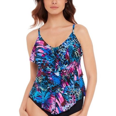 NWT! Magicsuit by Miraclesuit Blue Rita Tiered Tankini Top - Size 8 (MRSP: $126)