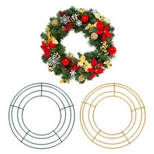 2Pcs 8 Inch Wire Wreath Frames Metal Round Wire Frame Green/Golden