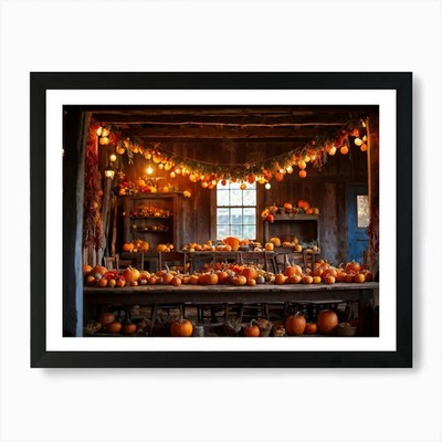 A Traditional Rural Barn Decked Out Framed Wall Art Poster Canvas Print Picture