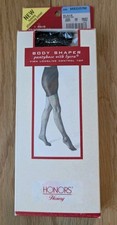 Honors Hosiery Pantyhose Body Shaper Medium Black Longline Control Top Slimming