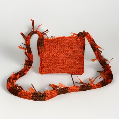 RARE OOS Maria La Rosa Freedom Raffia Hand Crochet Small Crossbody Orange Bag