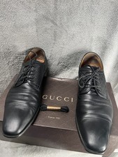 Gucci GG Loafers Dress Shoes Mens Size 8.5 US 8 UK Black Leather Wedding Office