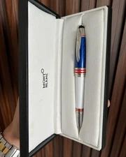 Montblanc J. F. Kennedy 2025 White & Blue Silver-Coated Rollerball Pen, Full Box