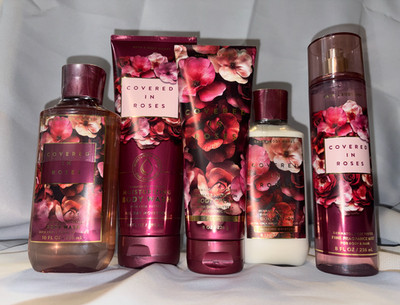 COVERED IN ROSES * NEW * BATH & BODY WORKS SET *  5 FULL-SIZE ITEMS* $91 VALUE *