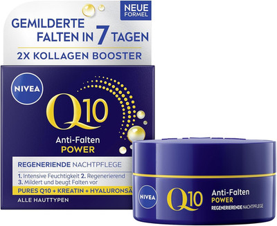 NIVEA Q10 Anti-Falten POWER Regenerierende Nachtpflege (50 Ml), Straffende Gesic