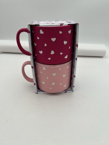 Sunday Morning Ceramics Mugs 16oz Pink & Red Textured Detail Loveheart Design - Picture 3 of 5