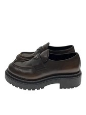 PRADA Leather Loafers 1D1850 EU40.5 US7.5 Brown