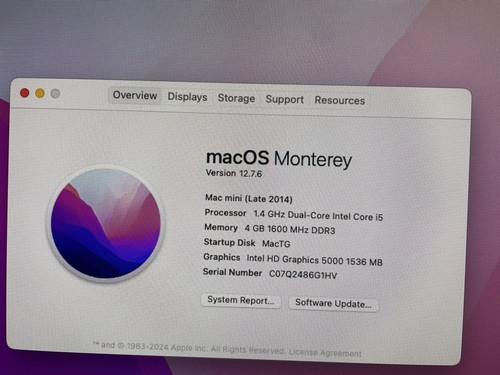 Apple Mac Mini w/ 1.4 GHz Dual Core Intel Core i5, 4 GB RAM, 500 GB HDD - Afbeelding 5 van 5