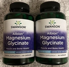 2X Swanson Albion Magnesium Glycinate 133 mg 2X 90 Cap heart nerve bone health