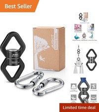 Ultimate Black Swing Swivel with Snap Hooks - Durable 360 Rotation for Safety