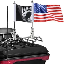 2 Pack Motorcycle Flag Pole Fold Down 90¡ã with American Flag and Pow-mia Flag 6