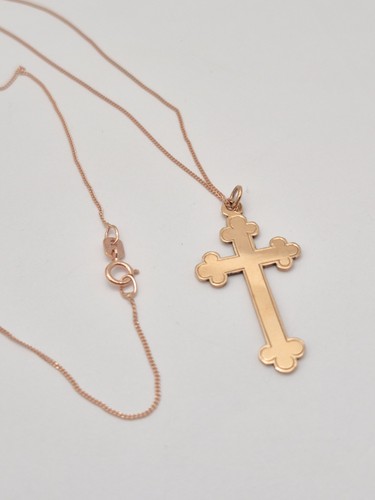 Kreuzanhänger 9 kt Rotgold gepunzt & Rotgoldkette. Religiös. - Bild 4 von 9