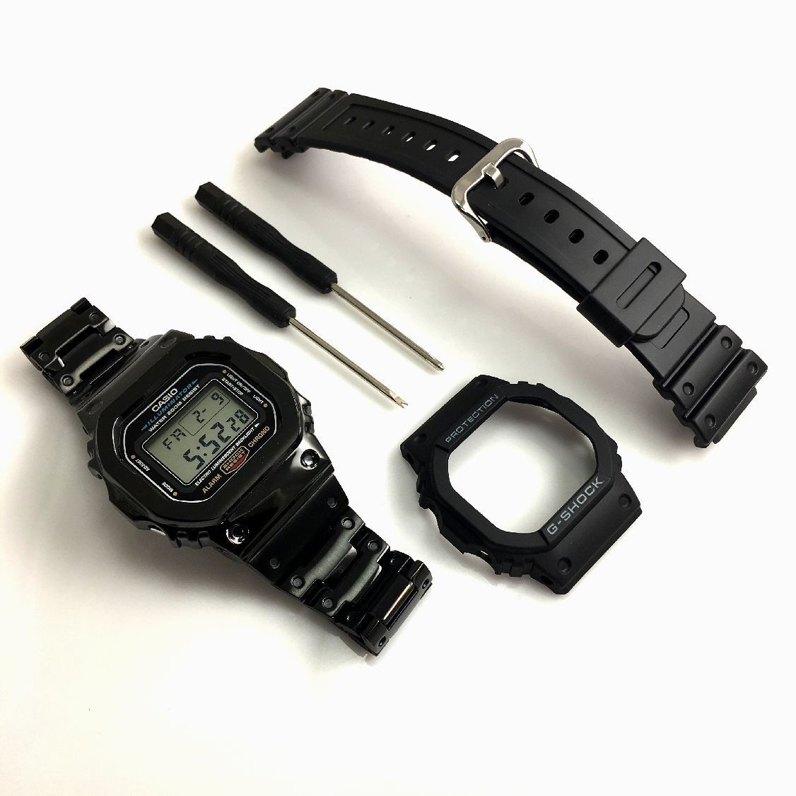 Custom Metal Modded DW5600 Mod Black Shock Resist Steel Bezel