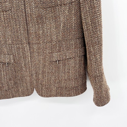 Lafayette 148 Tweed Zip Up Blazer Brown Size 8 Long Sleeve Front Pocket Lined - Picture 2 of 12