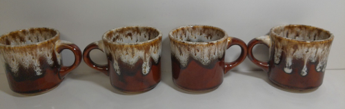 Canonsburg Brown Drip Glaze 3.5”tall Coffee Mug Tea Cups Vintage USA Pottery - 4