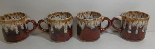 Canonsburg Brown Drip Glaze 3.5”tall Coffee Mug Tea Cups Vintage USA Pottery - 4