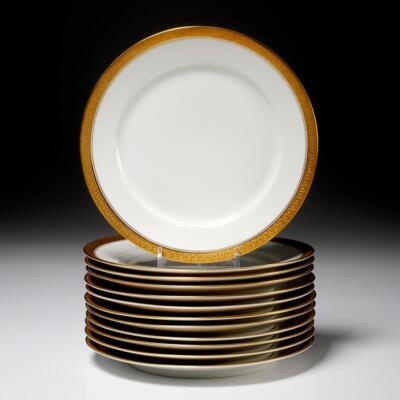 Shell Edge Rim Plates (12) Rosenthal Continental Duchess Gold Encrusted Shell Fan Rim Salad ...