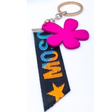 Handmade Flower Shape Wooden Simple Key Tag Keychain Key Ring Handbag Decoration