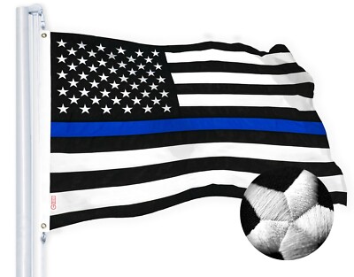 G128   Thin Blue Line Flag 3x5 FT Embroidered Heavy Duty 220GSM Spun Polyester