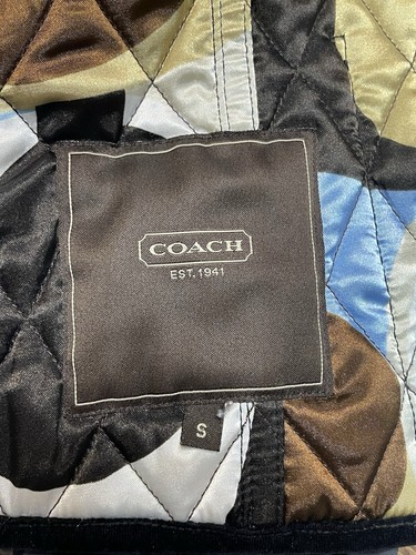 Coach Women’s Black Quilted Polyester Jacket with Scarf Print Lining Size S - Picture 2 of 13