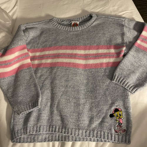 Vintage 1990s Looney Tunes Tweety Bird Embroidered Fleece Sweater A - Picture 1 of 4