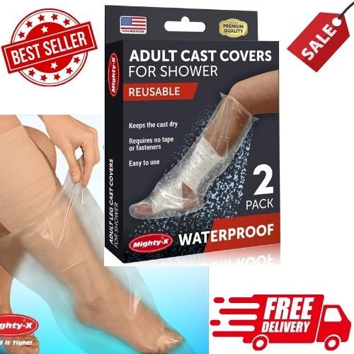100% Waterproof Cast Cover Half Leg Reusable 2 pk Cast Protector for Shower - Picture 1 of 9