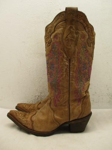 Corral Vintage Pelle Marrone Viola Turchese Ricamato Donna Tg 8 M Sty C1608 - Foto 5 di 11