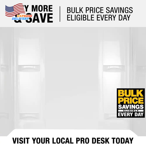 60 x 57" Five Piece Glue Up Bath Tub Surround System High Gloss White Self Drain - Picture 4 of 11