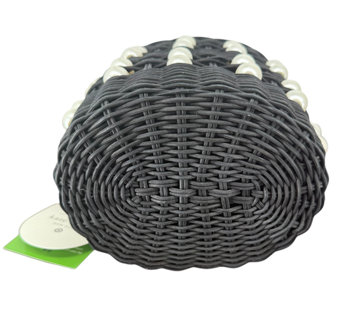 Kate Spade NY x Target Pearl Embellished Black Woven Basket Bucket Bag Purse - Picture 11 of 12