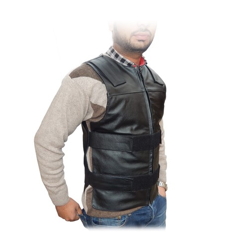 ARD Champs™ Men's Bullet Proof Style Motorcycle Biker Leather Vest-Black S-6XL - Photo 5 sur 8
